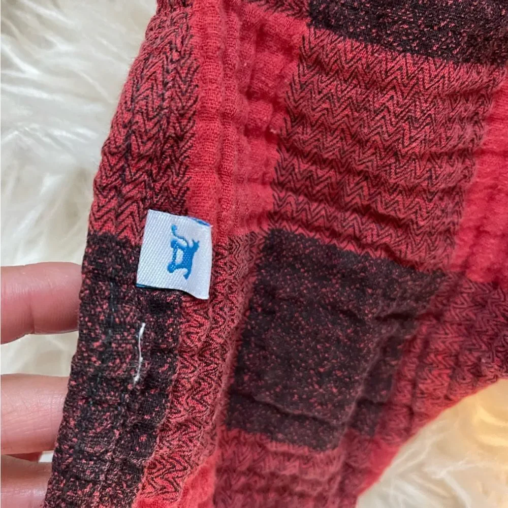 Little Unicorn Red/Black Plaid Sleeveless Zipper Onesie Jumpsuit | SZ 12-18M